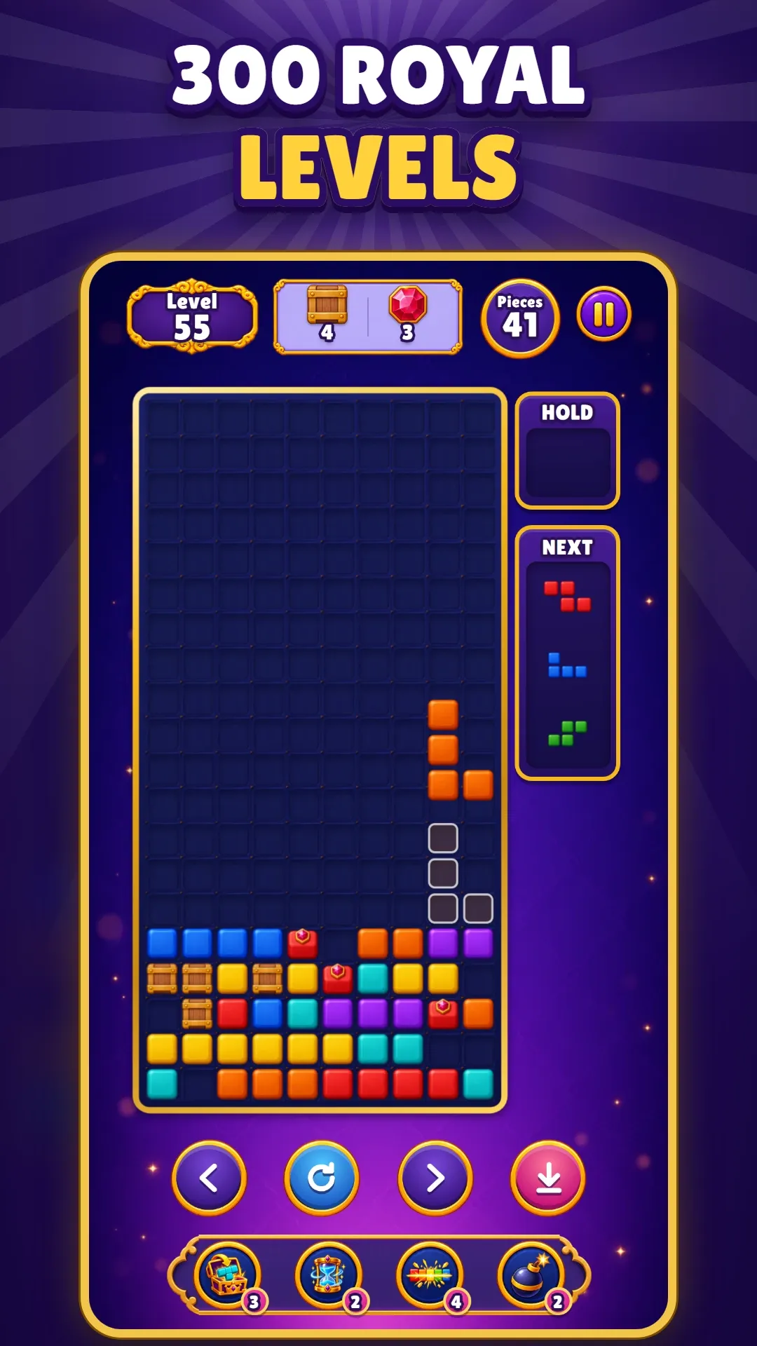 لقطة من المتجر بعنوان “300 royal levels”: مستوى تظهر أهدافه من الجواهر أعلى اللوحة.